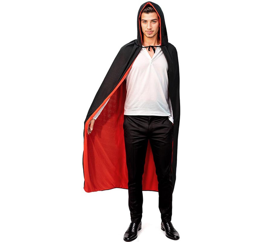 Translation missing: fr.Capa con Capucha rojo y negro adulto de 140 cm