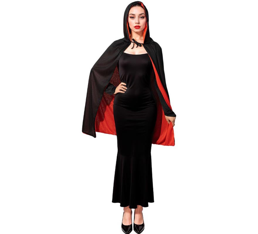 Translation missing: fr.Capa con Capucha rojo y negro adulto de 90 cm
