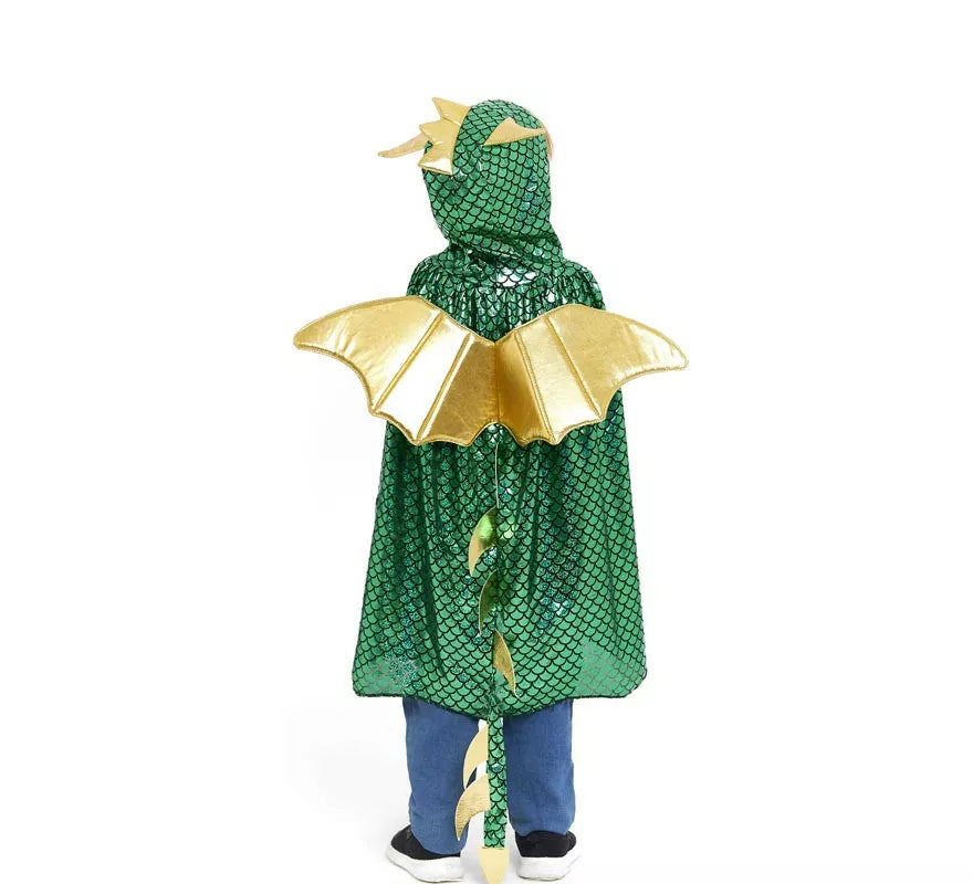 Translation missing: fr.Capa de Dragón verde con capucha y alas infantil
