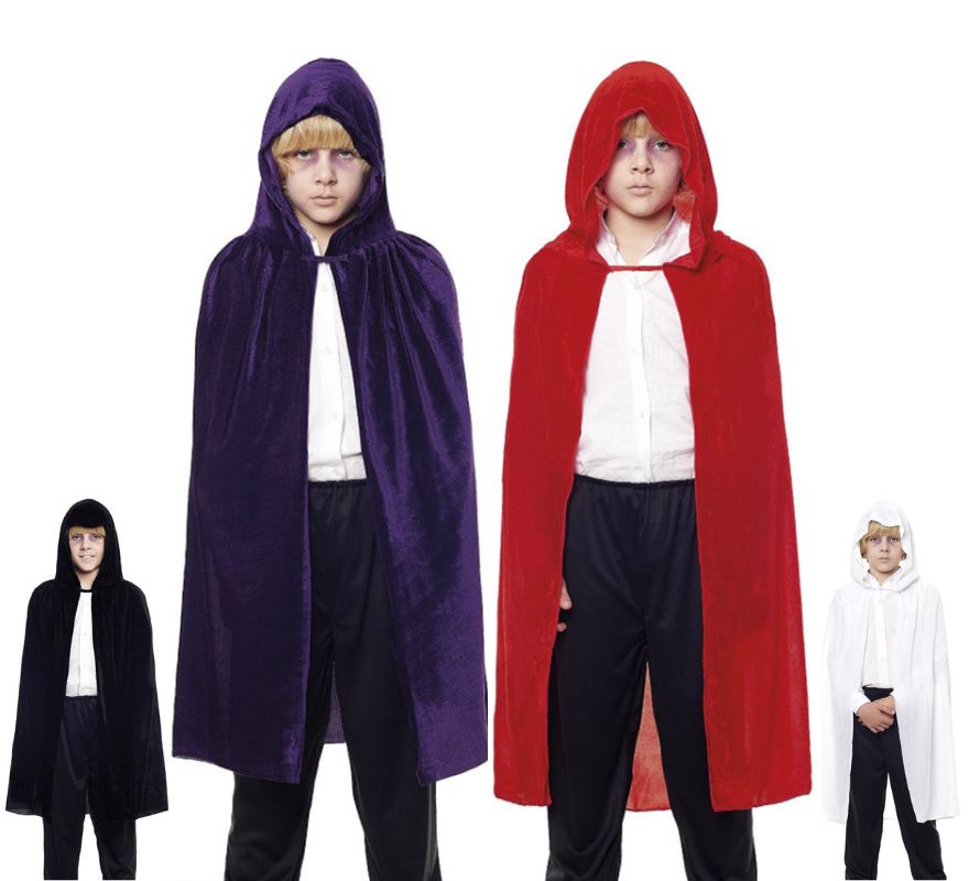 Translation missing: fr.Capa Infantil 90 cm Terciopelo con Capucha en varios colores