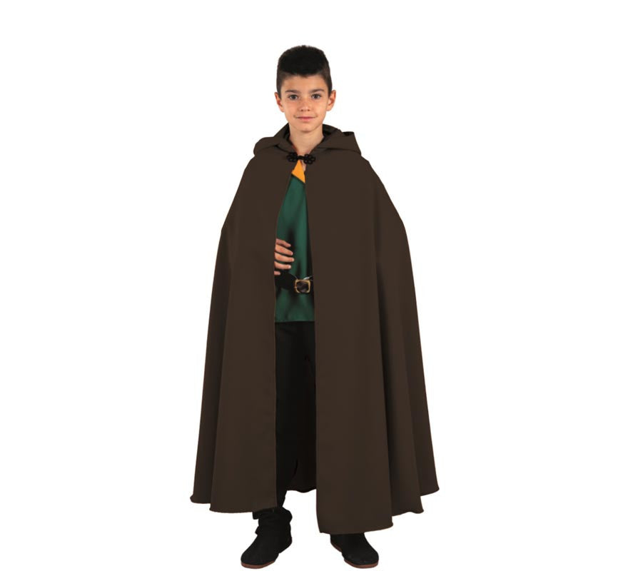 Translation missing: fr.Capa larga Medieval negra con capucha infantil