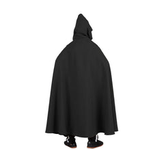 Cape longue médiévale noire avec capuche enfant