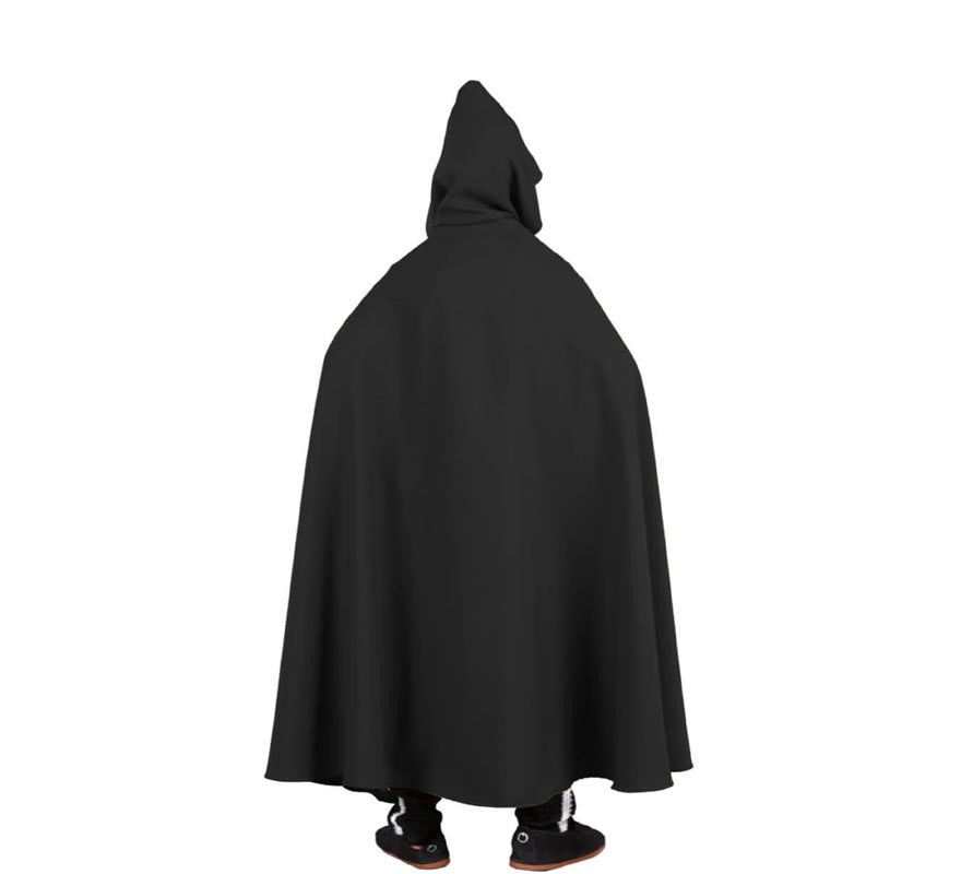 Translation missing: fr.Capa larga Medieval negra con capucha infantil