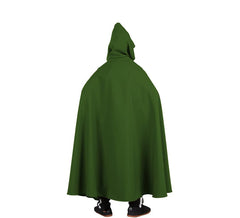 Cape longue médiévale vert foncé avec capuche enfant