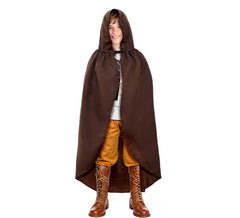 Cape médiévale marron avec capuche enfant