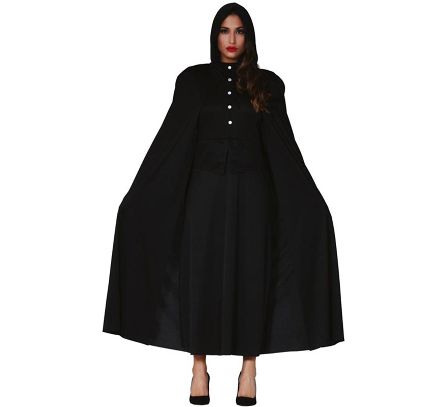 Translation missing: fr.Capa negra con capucha de 135 cm