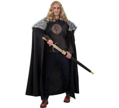 Cape noire de gardien médiéval avec des cheveux