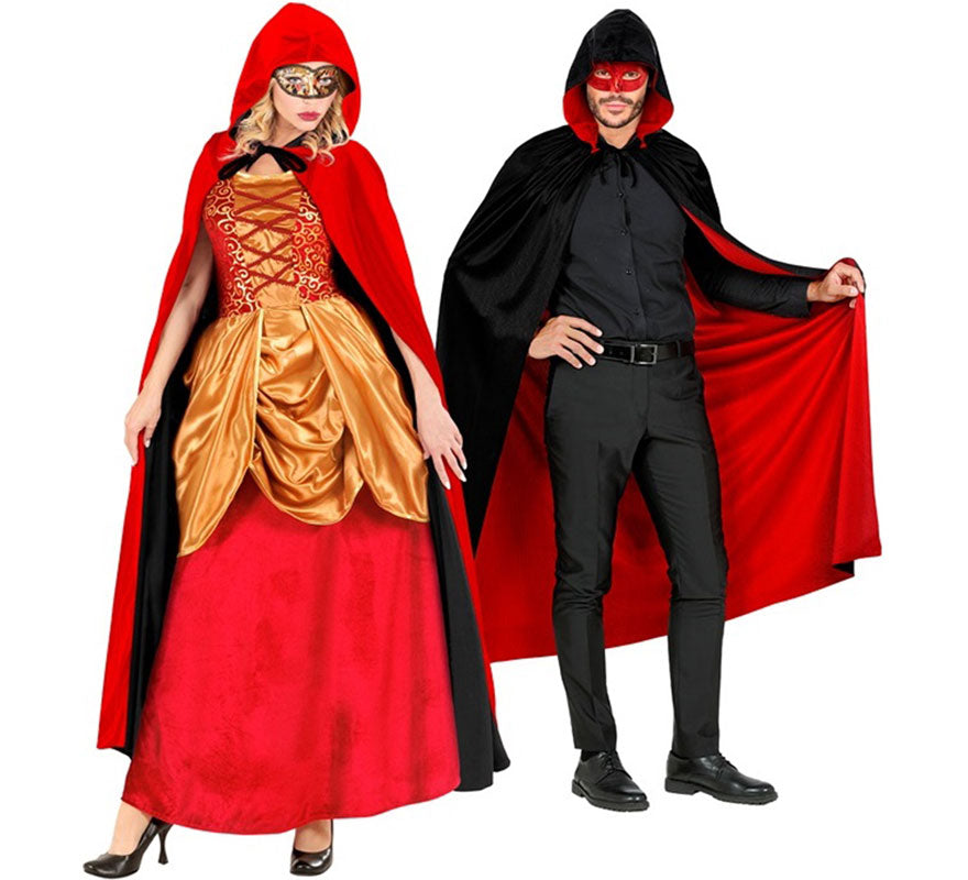 Translation missing: fr.Capa Reversible negro y rojo con Capucha de 140 cm para adultos