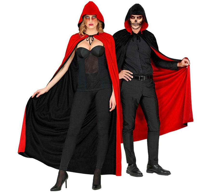 Translation missing: fr.Capa Reversible negro y rojo con Capucha de 140 cm para adultos