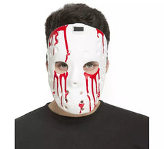 Masque de Psychopathe Hockey Blanc avec Sang