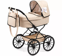 Poussette classique beige pour poupée