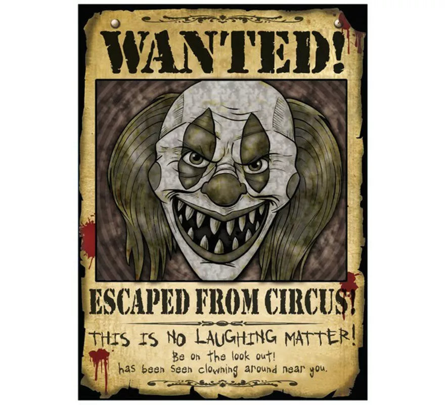Translation missing: fr.Cartel Payaso Wanted 30X40 cms