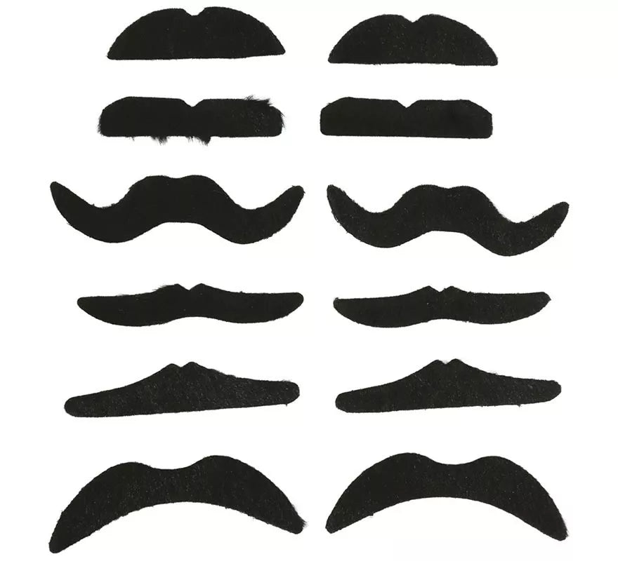 Translation missing: fr.Cartón Pack de 12 Bigotes adhesivos Surtidos