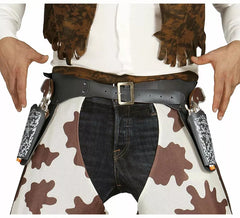 Double étui noir avec deux pistolets Cowboy
