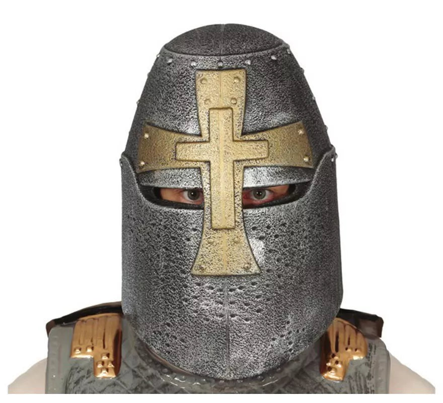 Translation missing: fr.Casco Cruzado Medieval Plateado