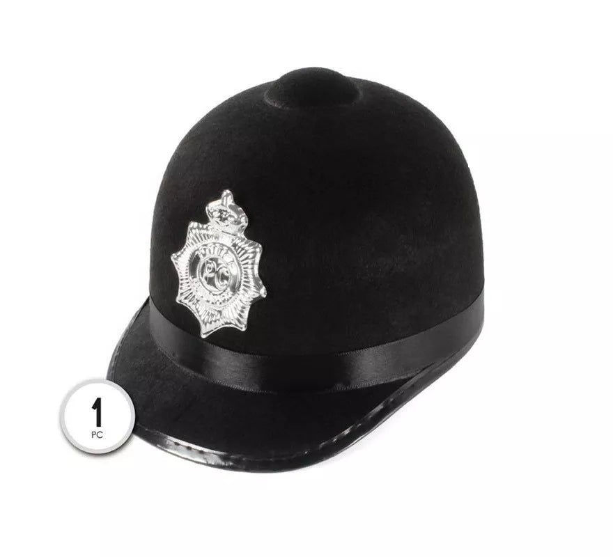 Translation missing: fr.Casco de Policía Inglés negro adulto