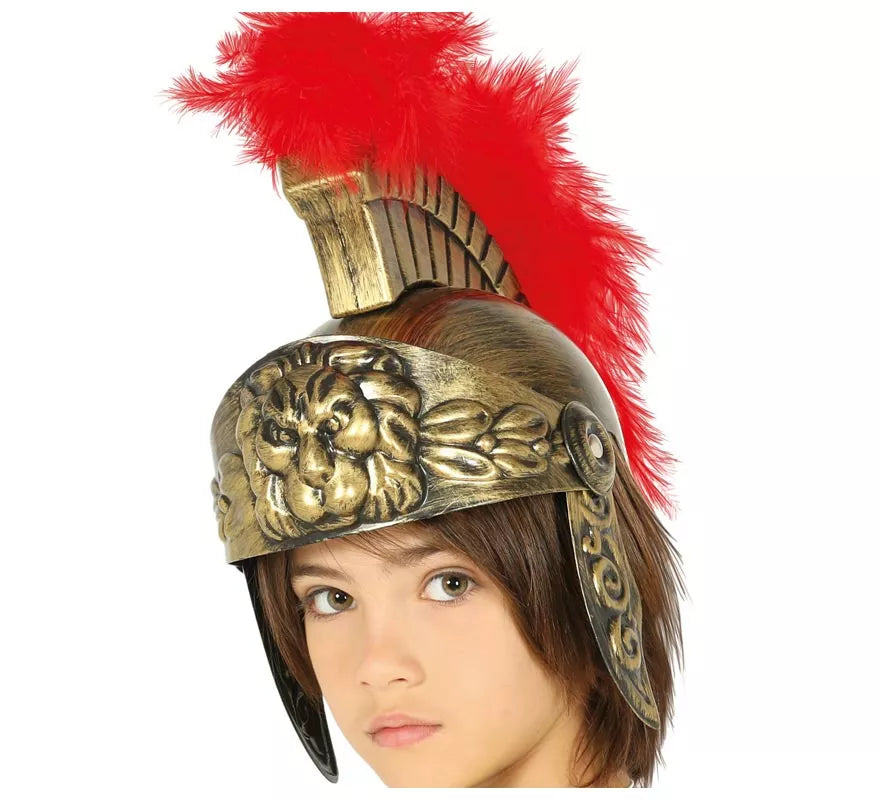 Translation missing: fr.Casco de Romano Dorado con Plumas para niño