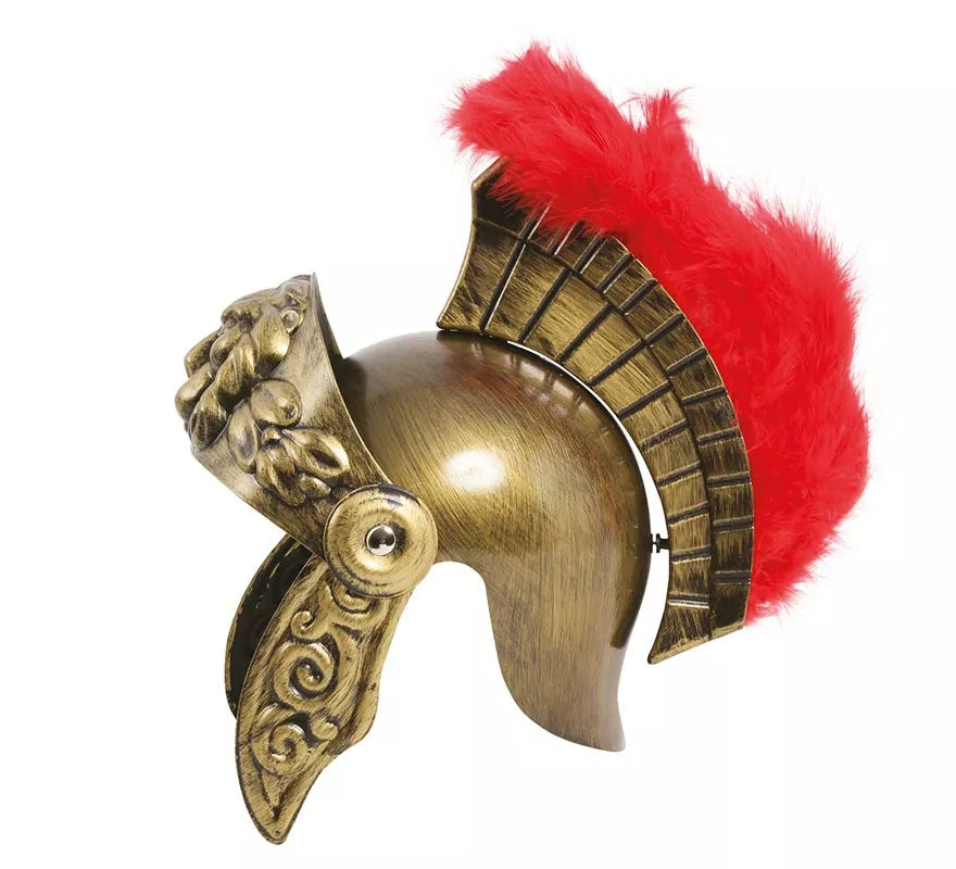Translation missing: fr.Casco de Romano Dorado con Plumas para niño