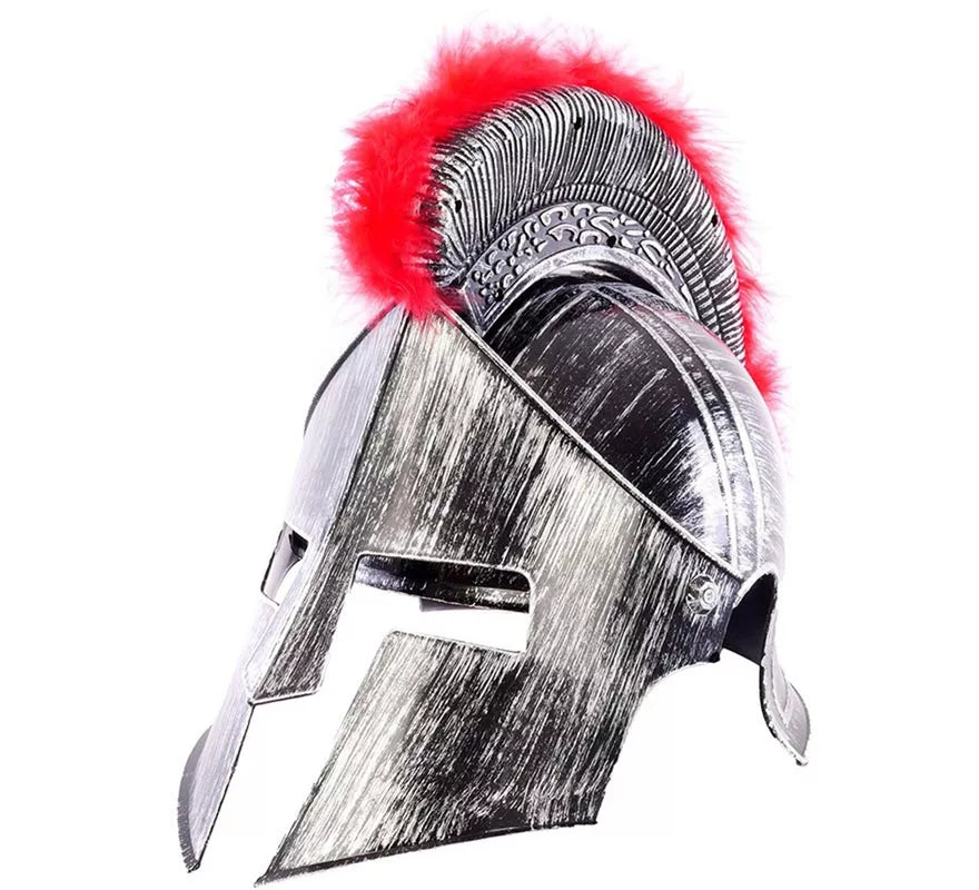 Translation missing: es.Casco de Romano Plateado con pelo rojo