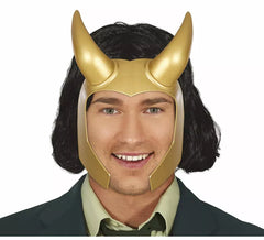 Casque de super-héros doré avec cornes