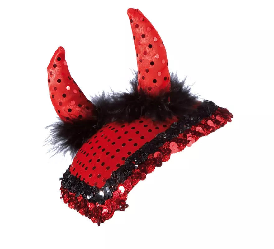 Translation missing: fr.Casco o gorro de Diablo con lentejuelas y marabú