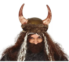 Casque Viking avec des cornes et du cuir
