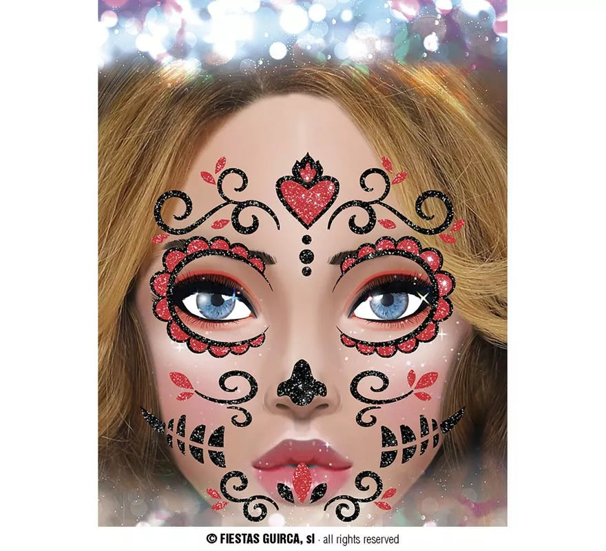 Translation missing: fr.Brillantina Facial Catrina rojo de 20x20 cm