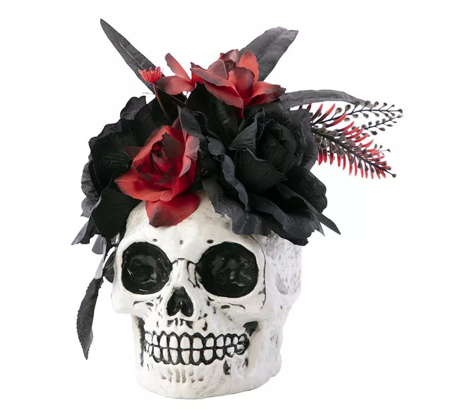 Translation missing: fr.Centro de Mesa Calavera con Flores de 20x14x25 cm
