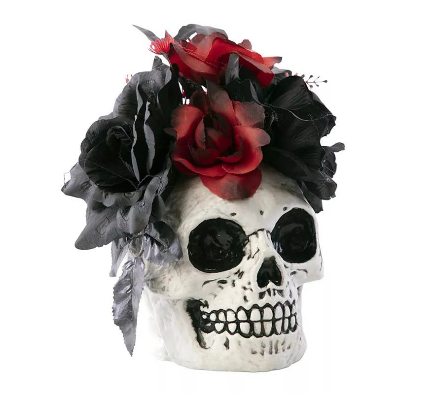 Translation missing: fr.Centro de Mesa Calavera con Flores de 20x14x25 cm