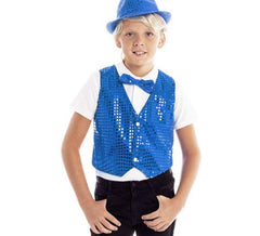 Gilet enfant bleu à sequins