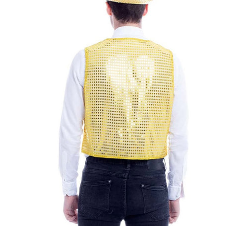 Chaleco de Lentejuelas color Oro para hombre
