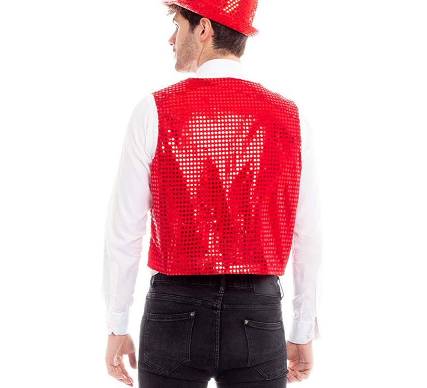 Translation missing: fr.Chaleco de Lentejuelas color Rojo para hombre