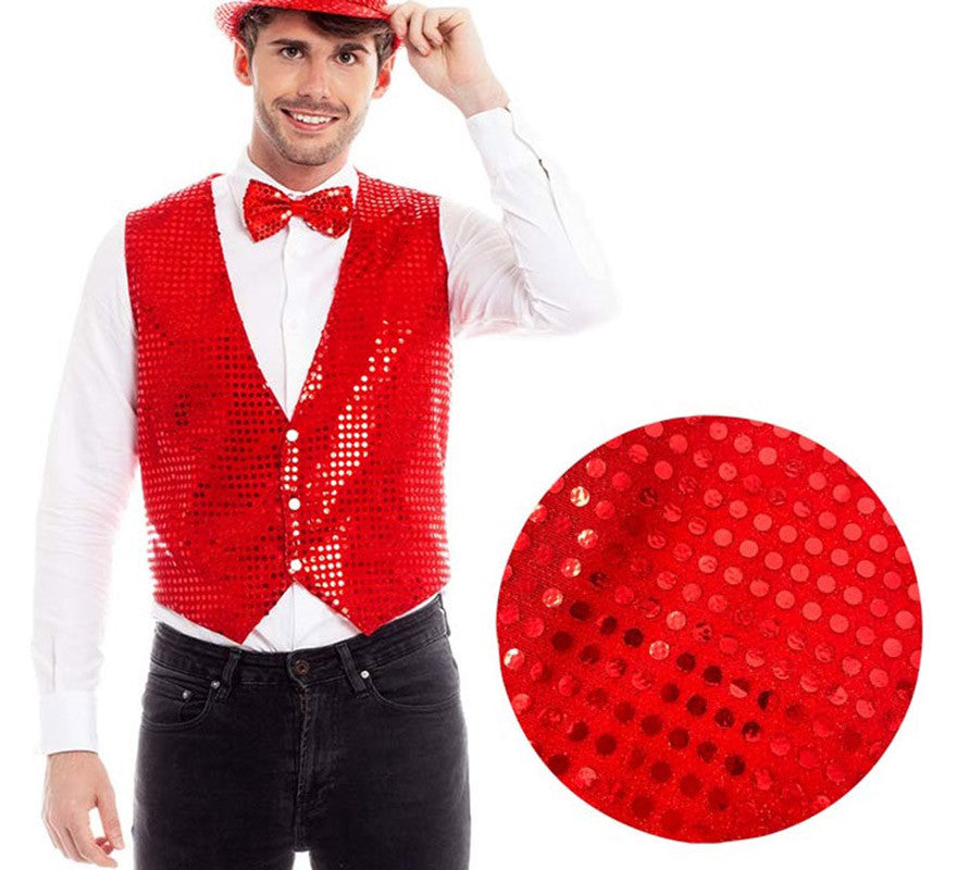 Translation missing: fr.Chaleco de Lentejuelas color Rojo para hombre