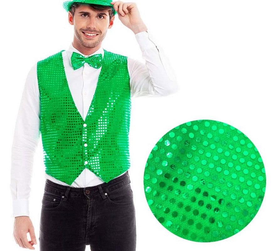 Translation missing: fr.Chaleco de Lentejuelas color Verde para hombre
