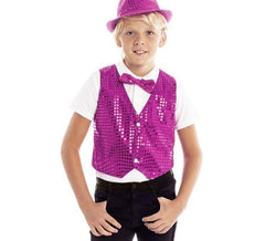 Gilet enfant fuchsia à sequins