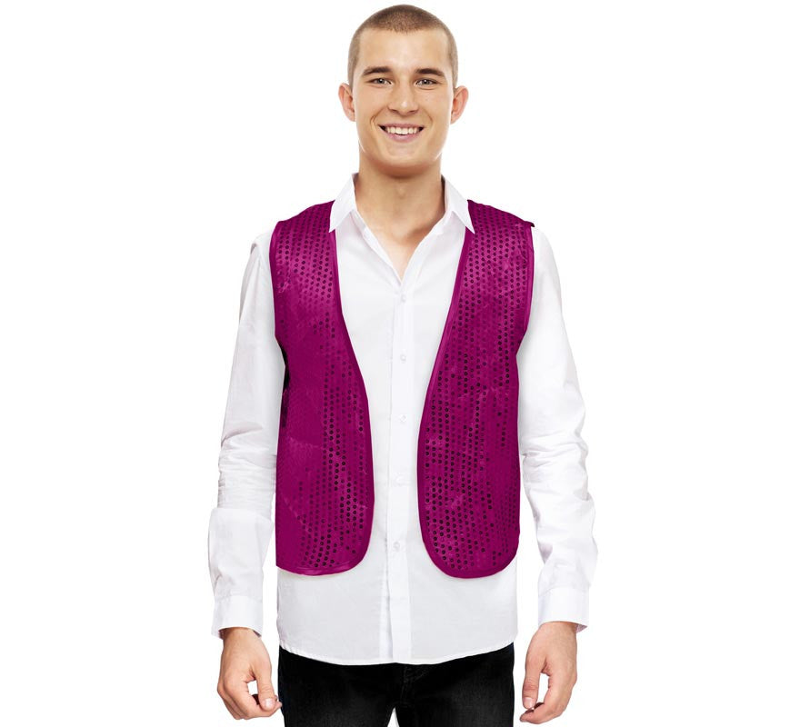Translation missing: fr.Chaleco de Lentejuelas fucsia para adultos