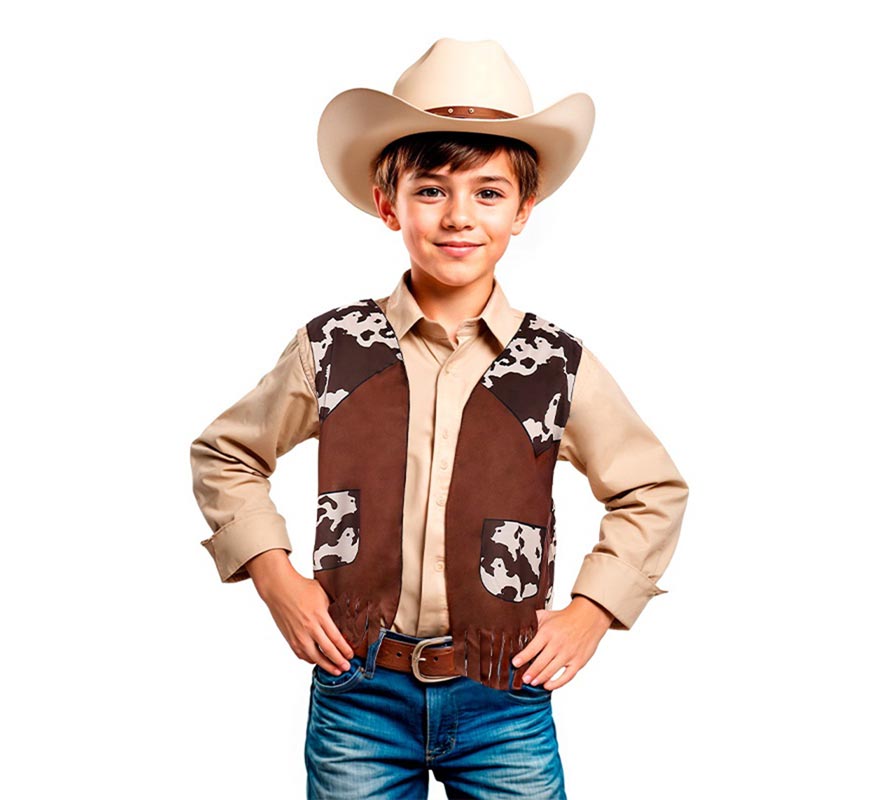 Translation missing: fr.Chaleco de Vaquero marrón estampado infantil