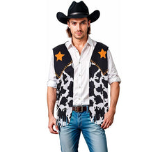 Gilet cowboy noir imprimé adulte