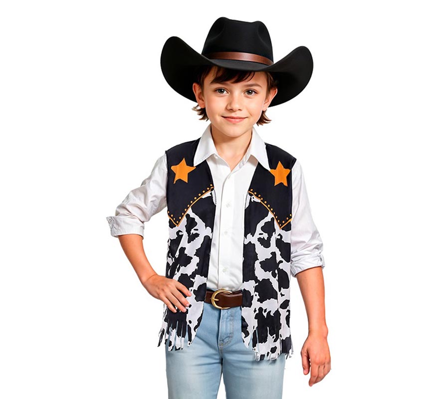 Translation missing: fr.Chaleco de Vaquero negro estampado infantil
