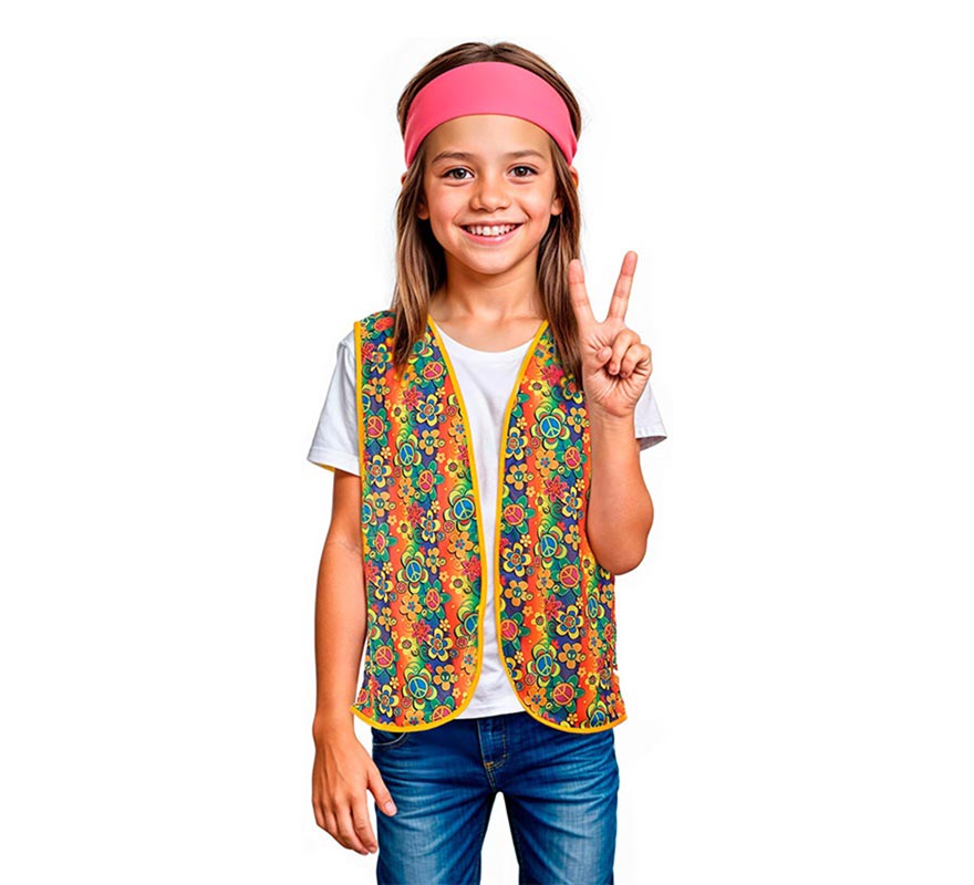 Translation missing: fr.Chaleco Hippie floral naranja infantil