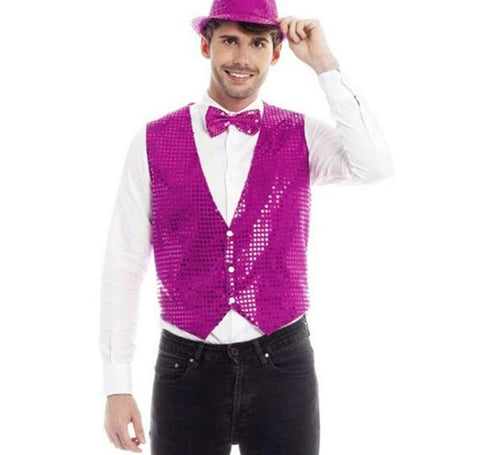 Chaleco Lentejuelas fucsia para hombre