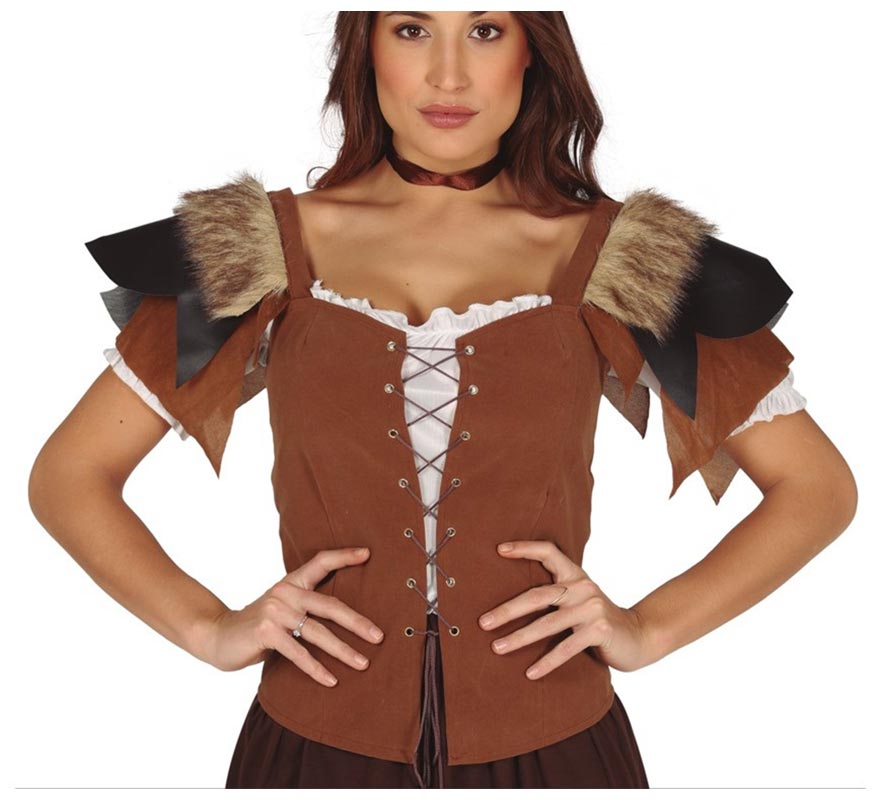 Translation missing: fr.Chaleco Medieval de Cuero con pelo para Mujer