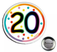 Badge de Joyeux 20 Années 6 cm diamètre