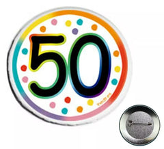Badge Joyeux 50 ans 6 cm diamètre