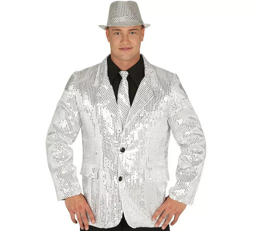 Chaqueta de Lentejuelas Plateada para hombre