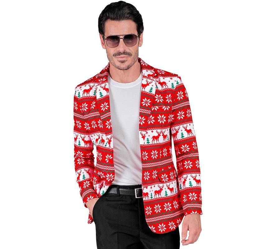 Translation missing: fr.Chaqueta Feliz Navidad rojo y blanco para hombre