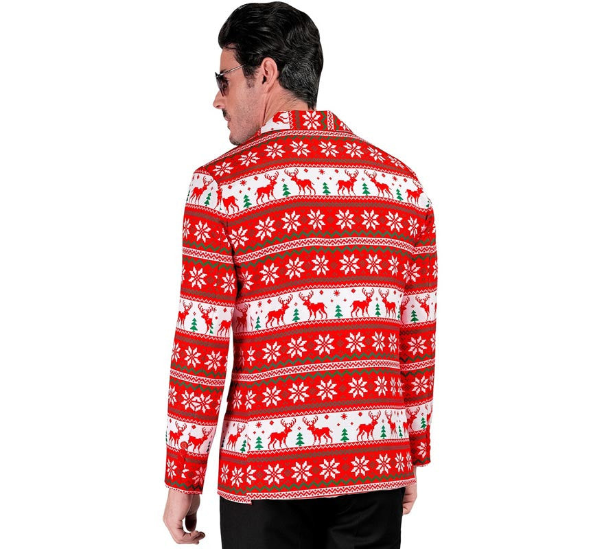 Translation missing: fr.Chaqueta Feliz Navidad rojo y blanco para hombre