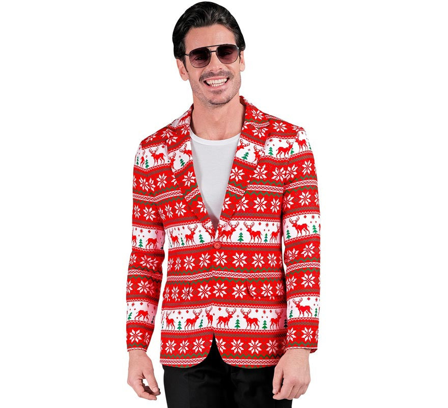 Chaqueta Feliz Navidad rojo y blanco para hombre