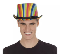 Chapeau Haut-de-Forme Arc-en-Ciel à Rayures