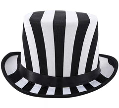 Chapeau haut de forme rayé noir et blanc